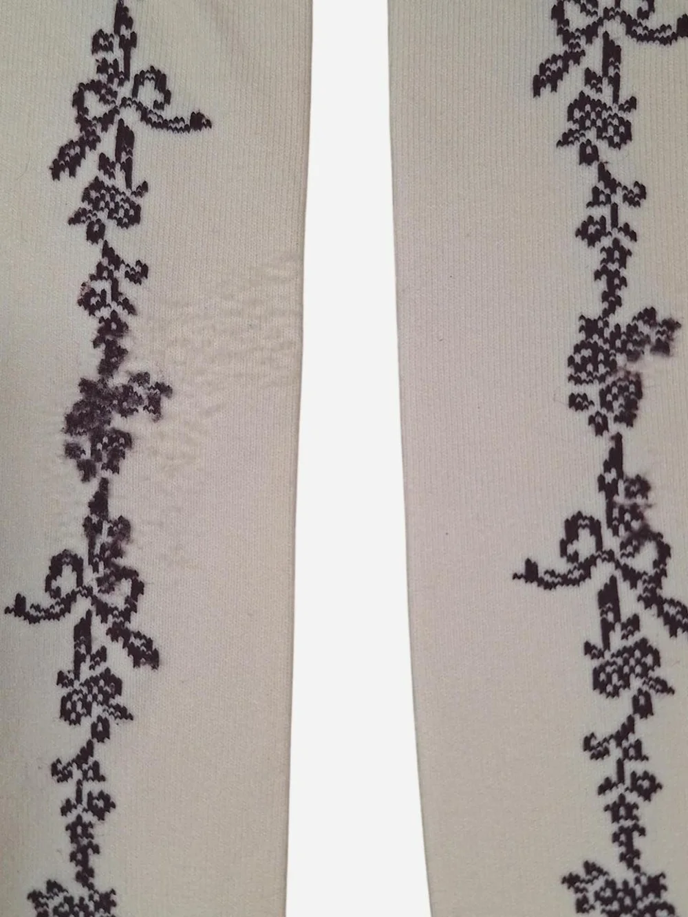 Innocent World Ivory Brown Bow Garland OTK Socks | Classic Lolita